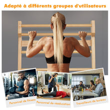 Load image into Gallery viewer, Espalier Mural Espalier de Gymnastique Capacité 150 kg Diamètre Barre 3,3 cm en Bois de Pin 195x80x14cm Naturel -