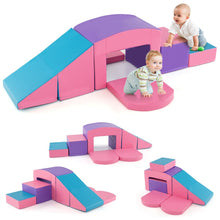Load image into Gallery viewer, 6 Blocs d橢scalade en Mousse Jeu d橢scalade pour Tout-Petits Jeu d橝ctivit d橢scalade Color Tunnel Escaliers et Rampe pour 12+ Mois Color/Bleu/Violet -
