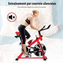 Load image into Gallery viewer, Vélo d'Exercice Intérieur avec Volant d'Inertie 8 KG Silencieux Bouilloire Porte-gobelet Ecran LCD Selle et Huidon Réglables -