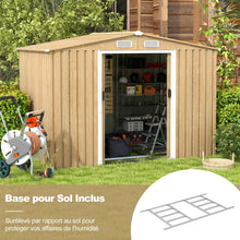 Load image into Gallery viewer, Abri de Rangement 259cm x196cm avec Base de Fondation Maison à Outils en Métal Galvanisé avec 4 Aérations Imperméable et Coupe-vent Naturel -