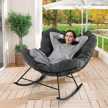 Load image into Gallery viewer, Chaise  Bascule d'Intrieur et d'Extrieur Chaise Papasan Surdimensionne avec Coussin Rembourr &amp; Cadre en Mtal Capacit 205 Kg Gris -