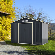 Load image into Gallery viewer, Abri de Jardin en Mtal 5,29 銕77 x 191 x 202 cm avec 2 Portes Coulissantes Verrouillables 4 Trous d橝ration Gris pour Vlo -