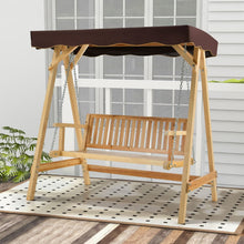 Load image into Gallery viewer, Balancelle de Jardin 2 Places en Bois avec Toit Inclinable Imperméable Chaîne Métallique Réglable Charge 240KG Cadre en A pour Jardin Véranda Cour -