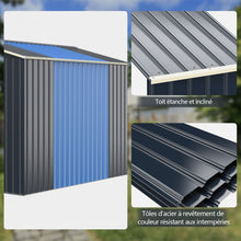 Load image into Gallery viewer, Abri de Jardin en Métal &amp; Extension 10.85avec 2 Portes Coulissantes Verrouillables 4 Trous d’Aération Gris pour Vélo -
