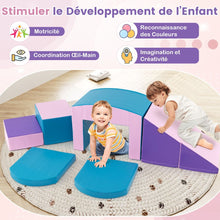 Load image into Gallery viewer, 6 Blocs d橢scalade en Mousse Jeu d橢scalade pour Tout-Petits Jeu d橝ctivit d橢scalade Color Tunnel Escaliers et Rampe pour 12+ Mois Color/Bleu/Violet -
