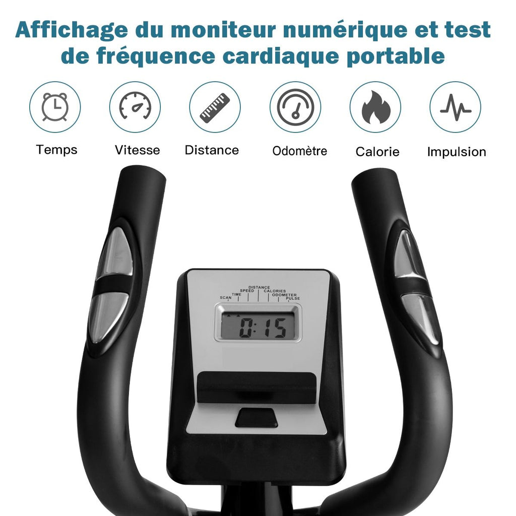 Vlo Elliptique avec 8 Niveaux de Rsistance-Masse d'Inertie 2 kg Pouls  la Main Affichage LCD -