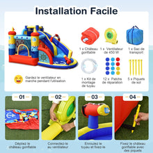 Load image into Gallery viewer, Château Gonflable Style Bateau avec Toboggan Incurvé Zone de Saut Mur d'Escalade avec Gonfleur 450 W -