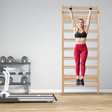 Load image into Gallery viewer, Espalier Mural Espalier de Gymnastique Capacité 150 kg Diamètre Barre 3,3 cm en Bois de Pin 195x80x14cm Naturel -