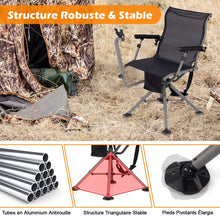 Load image into Gallery viewer, Chaise de Chasse Portable Chaise de Tir avec Sige de Pliable Rglables Rotation  360掳 Support de Fusil Rglable Charge 150 kg Noir -