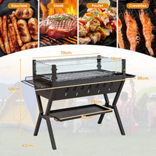 Load image into Gallery viewer, Barbecue  Charbon de Bois Gril au Charbon de Bois en Acier Inoxydable avec Pare-vent Supports d'Assaisonnement tagre de Rangement Marron -