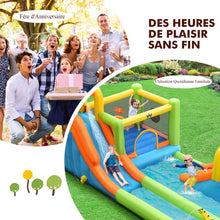 Load image into Gallery viewer, Château Gonflable 8 en 1 avec 2 Toboggans Parc Aquatique avec Maison de Saut Charge 135kg pour 3 Enfants de 3-10 Ans -