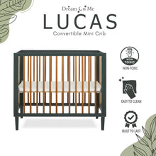 Load image into Gallery viewer, Dream on Me Lucas Mini Modern Crib with Rounded Spindles I Convertible Crib I Mid - Century Meets Modern I Portable Crib